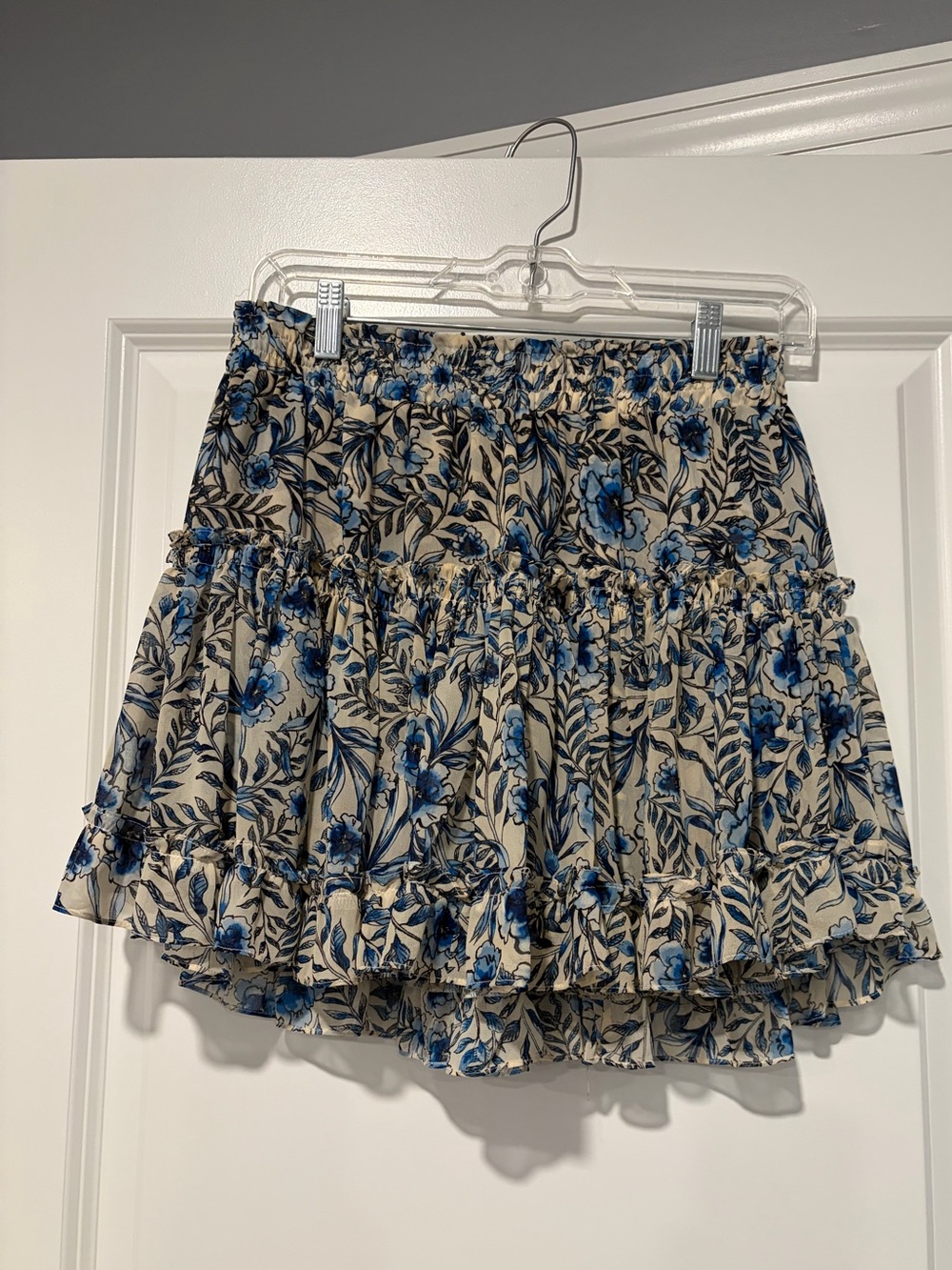 Misa Los Angeles Floral Tiered Mini Skirt - Blue Floral